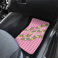 Aloha Puakenikeni Anthurium Pikake Lei Car Mats Tropical Pink Hawaiian Palaka Pattern