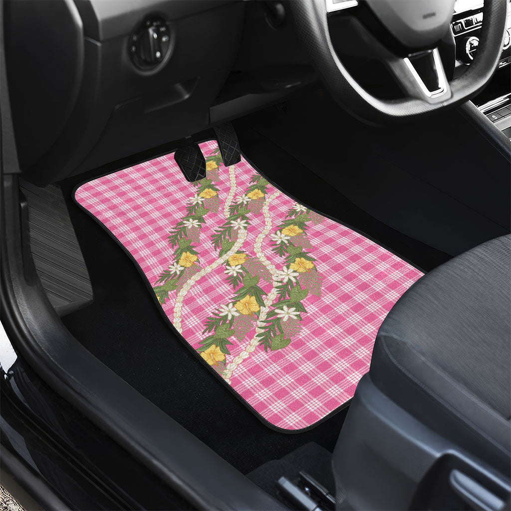 Aloha Puakenikeni Anthurium Pikake Lei Car Mats Tropical Pink Hawaiian Palaka Pattern