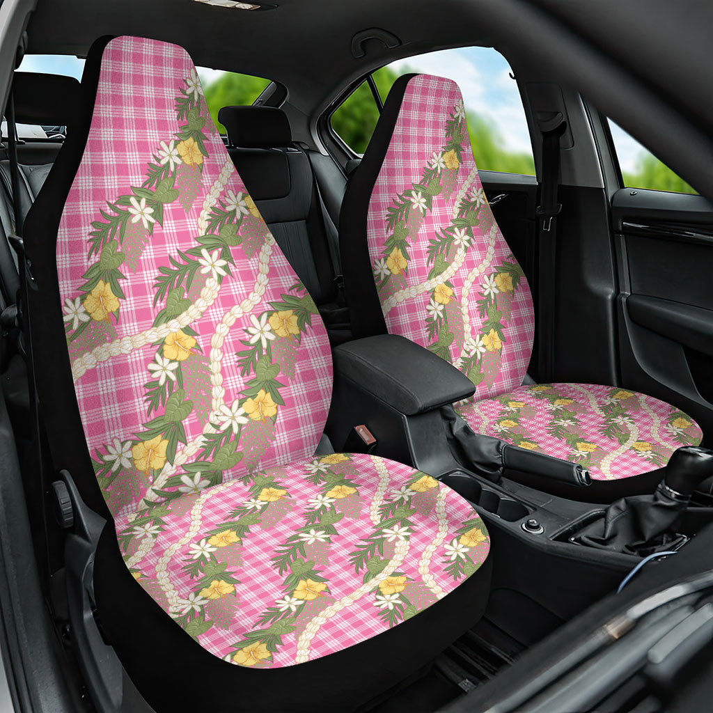 Aloha Puakenikeni Anthurium Pikake Lei Car Seat Cover Tropical Pink Hawaiian Palaka Pattern LT9 One Size Pink - Polynesian Pride