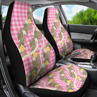 Aloha Puakenikeni Anthurium Pikake Lei Car Seat Cover Tropical Pink Hawaiian Palaka Pattern LT9 - Polynesian Pride