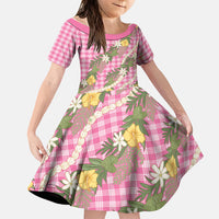 Aloha Puakenikeni Anthurium Pikake Lei Family Matching Mermaid Dress and Hawaiian Shirt Tropical Pink Hawaiian Palaka Pattern