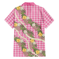 Aloha Puakenikeni Anthurium Pikake Lei Family Matching Short Sleeve Bodycon Dress and Hawaiian Shirt Tropical Pink Hawaiian Palaka Pattern