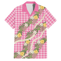 Aloha Puakenikeni Anthurium Pikake Lei Family Matching Tank Maxi Dress and Hawaiian Shirt Tropical Pink Hawaiian Palaka Pattern