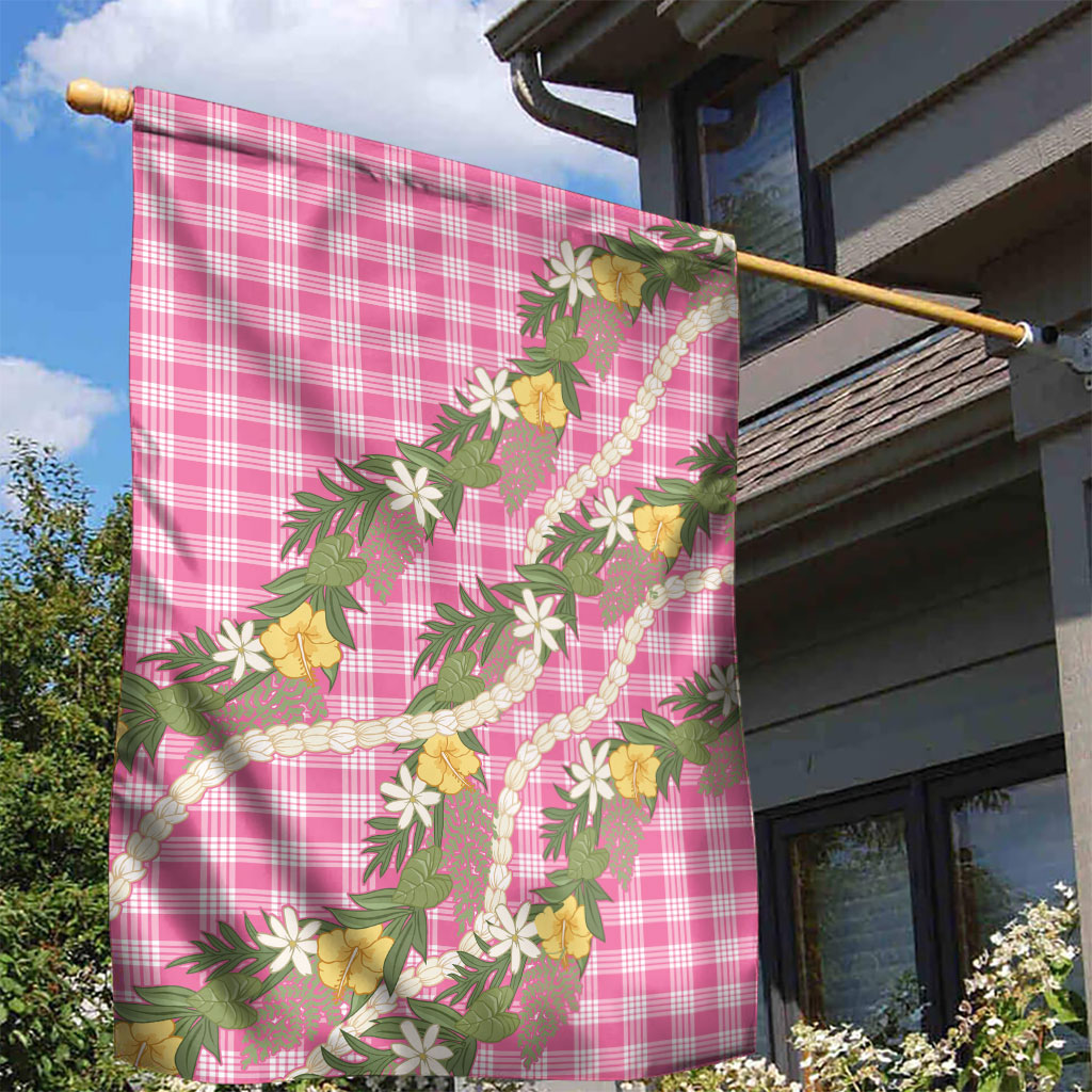 Aloha Puakenikeni Anthurium Pikake Lei Garden Flag Tropical Pink Hawaiian Palaka Pattern