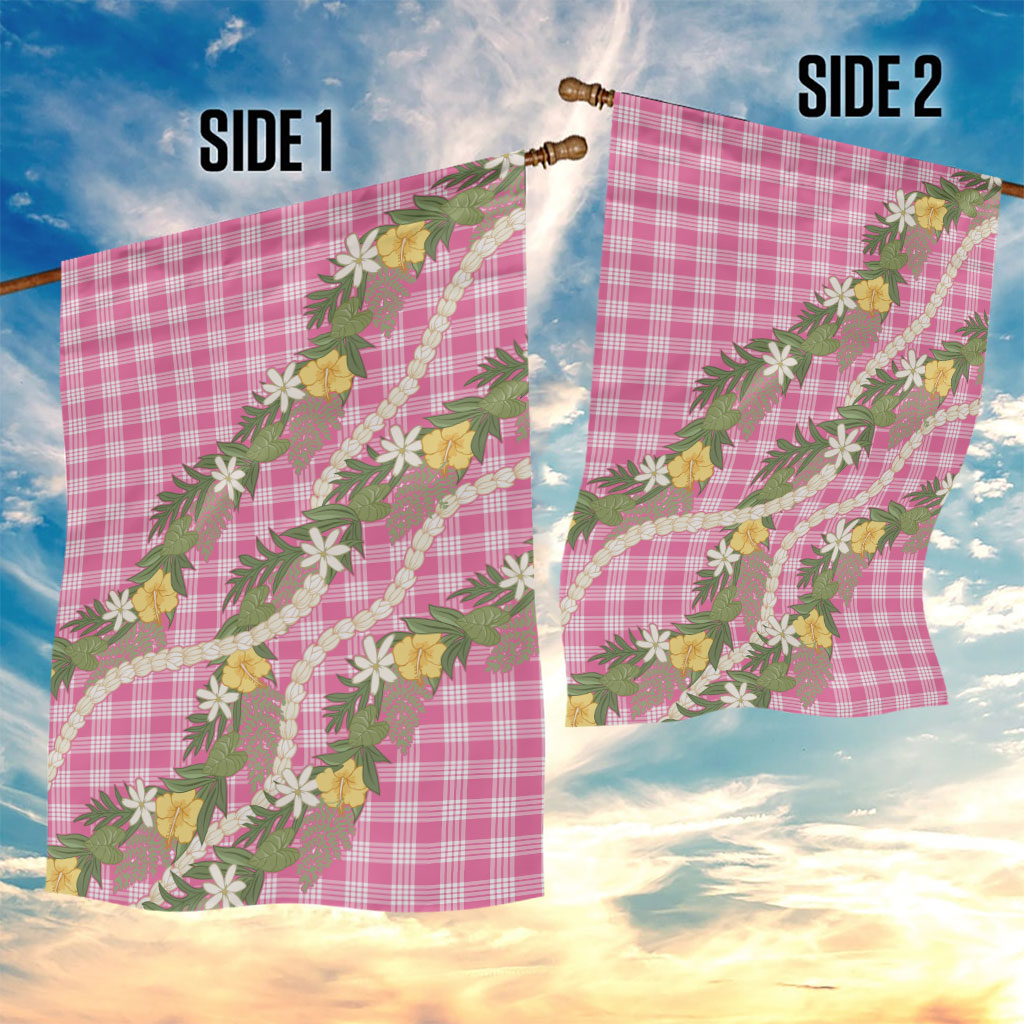 Aloha Puakenikeni Anthurium Pikake Lei Garden Flag Tropical Pink Hawaiian Palaka Pattern