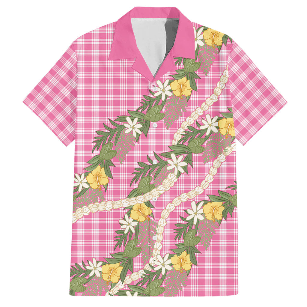 Aloha Puakenikeni Anthurium Pikake Lei Hawaiian Shirt Tropical Pink Hawaiian Palaka Pattern LT9 Pink - Polynesian Pride