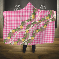 Aloha Puakenikeni Anthurium Pikake Lei Hooded Blanket Tropical Pink Hawaiian Palaka Pattern LT9 - Polynesian Pride