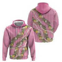 Aloha Puakenikeni Anthurium Pikake Lei Hoodie Tropical Pink Hawaiian Palaka Pattern LT9 - Polynesian Pride