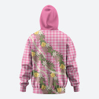 Aloha Puakenikeni Anthurium Pikake Lei Hoodie Tropical Pink Hawaiian Palaka Pattern LT9 - Polynesian Pride