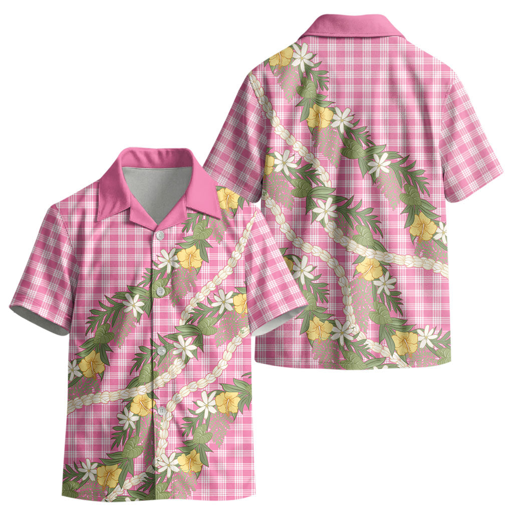 Aloha Puakenikeni Anthurium Pikake Lei Kid Hawaiian Shirt Tropical Pink Hawaiian Palaka Pattern LT9 - Polynesian Pride