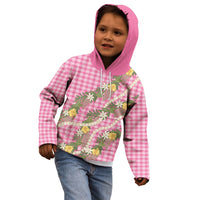 Aloha Puakenikeni Anthurium Pikake Lei Kid Hoodie Tropical Pink Hawaiian Palaka Pattern LT9 - Polynesian Pride