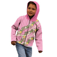 Aloha Puakenikeni Anthurium Pikake Lei Kid Hoodie Tropical Pink Hawaiian Palaka Pattern LT9 - Polynesian Pride