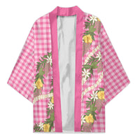 Aloha Puakenikeni Anthurium Pikake Lei Kimono Tropical Pink Hawaiian Palaka Pattern LT9 Unisex Pink - Polynesian Pride