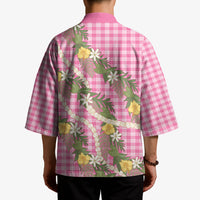 Aloha Puakenikeni Anthurium Pikake Lei Kimono Tropical Pink Hawaiian Palaka Pattern LT9 - Polynesian Pride