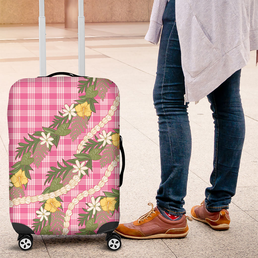 Aloha Puakenikeni Anthurium Pikake Lei Luggage Cover Tropical Pink Hawaiian Palaka Pattern LT9 Pink - Polynesian Pride