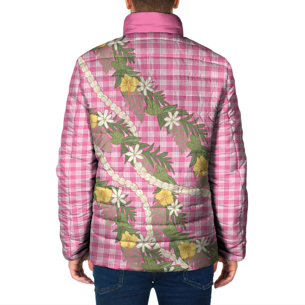 Aloha Puakenikeni Anthurium Pikake Lei Padded Jacket Tropical Pink Hawaiian Palaka Pattern LT9 - Polynesian Pride