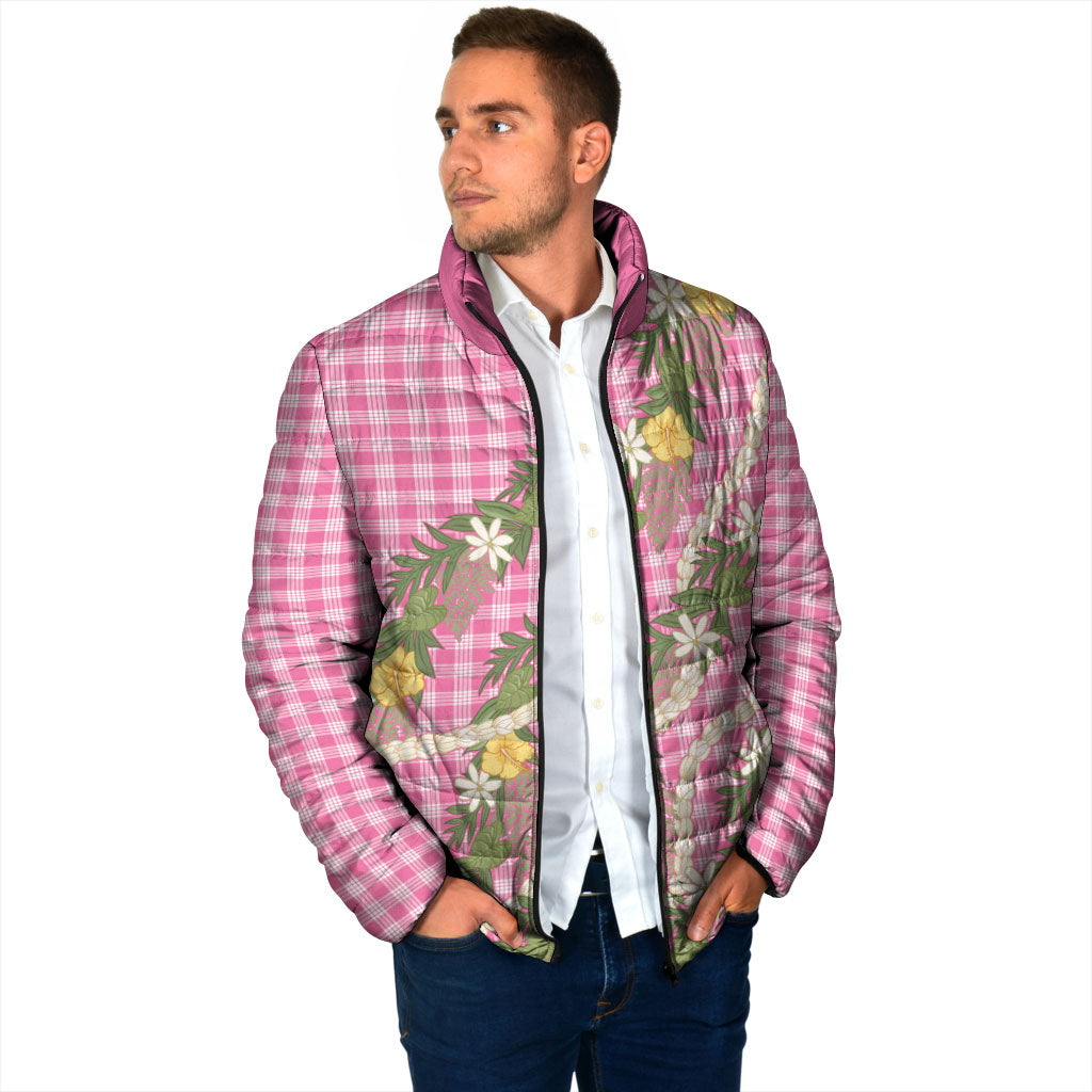 Aloha Puakenikeni Anthurium Pikake Lei Padded Jacket Tropical Pink Hawaiian Palaka Pattern LT9 - Polynesian Pride