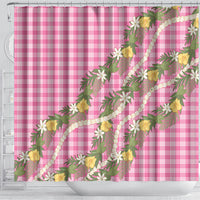 Aloha Puakenikeni Anthurium Pikake Lei Shower Curtain Tropical Pink Hawaiian Palaka Pattern