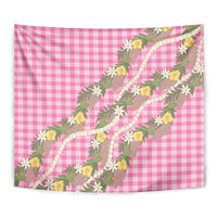 Aloha Puakenikeni Anthurium Pikake Lei Tapestry Tropical Pink Hawaiian Palaka Pattern LT9 - Polynesian Pride