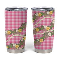 Aloha Puakenikeni Anthurium Pikake Lei Tumbler Cup Tropical Pink Hawaiian Palaka Pattern LT9 Pink - Polynesian Pride
