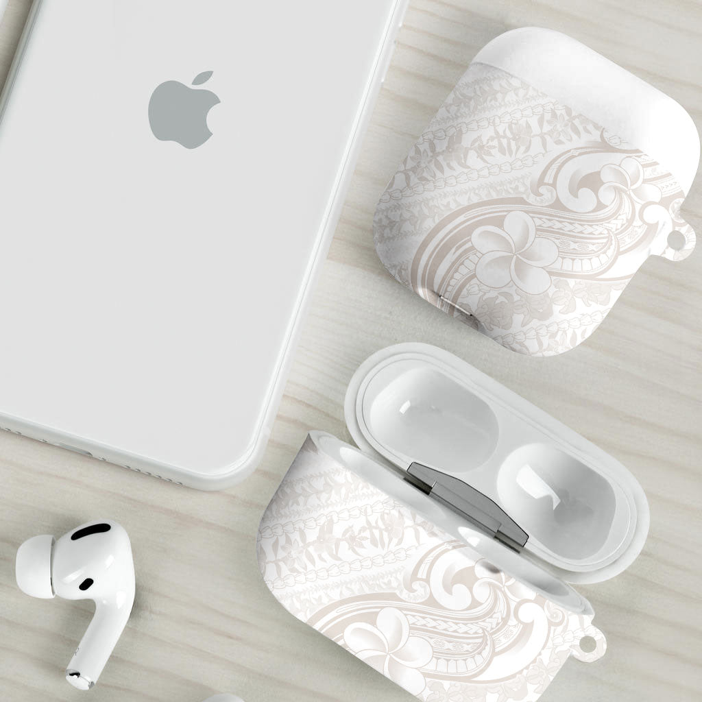 Hawaii Plumeria Lokelani Pikake Lei AirPods Case Sandy Beige Polynesian Tattoo