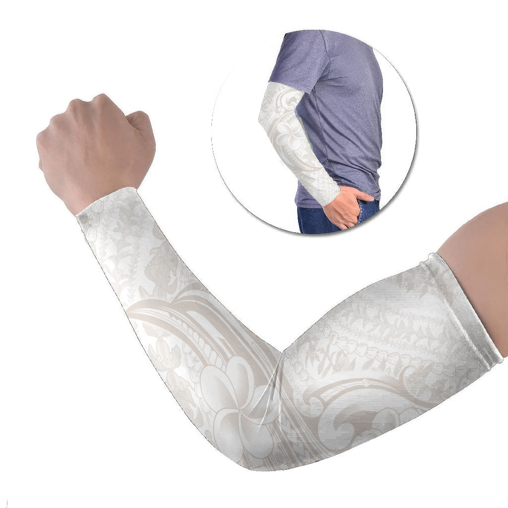 Hawaii Plumeria Lokelani Pikake Lei Arm Sleeves Sandy Beige Polynesian Tattoo LT9 Set of 2 Beige - Polynesian Pride