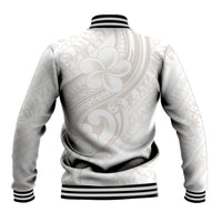 Hawaii Plumeria Lokelani Pikake Lei Baseball Jacket Sandy Beige Polynesian Tattoo
