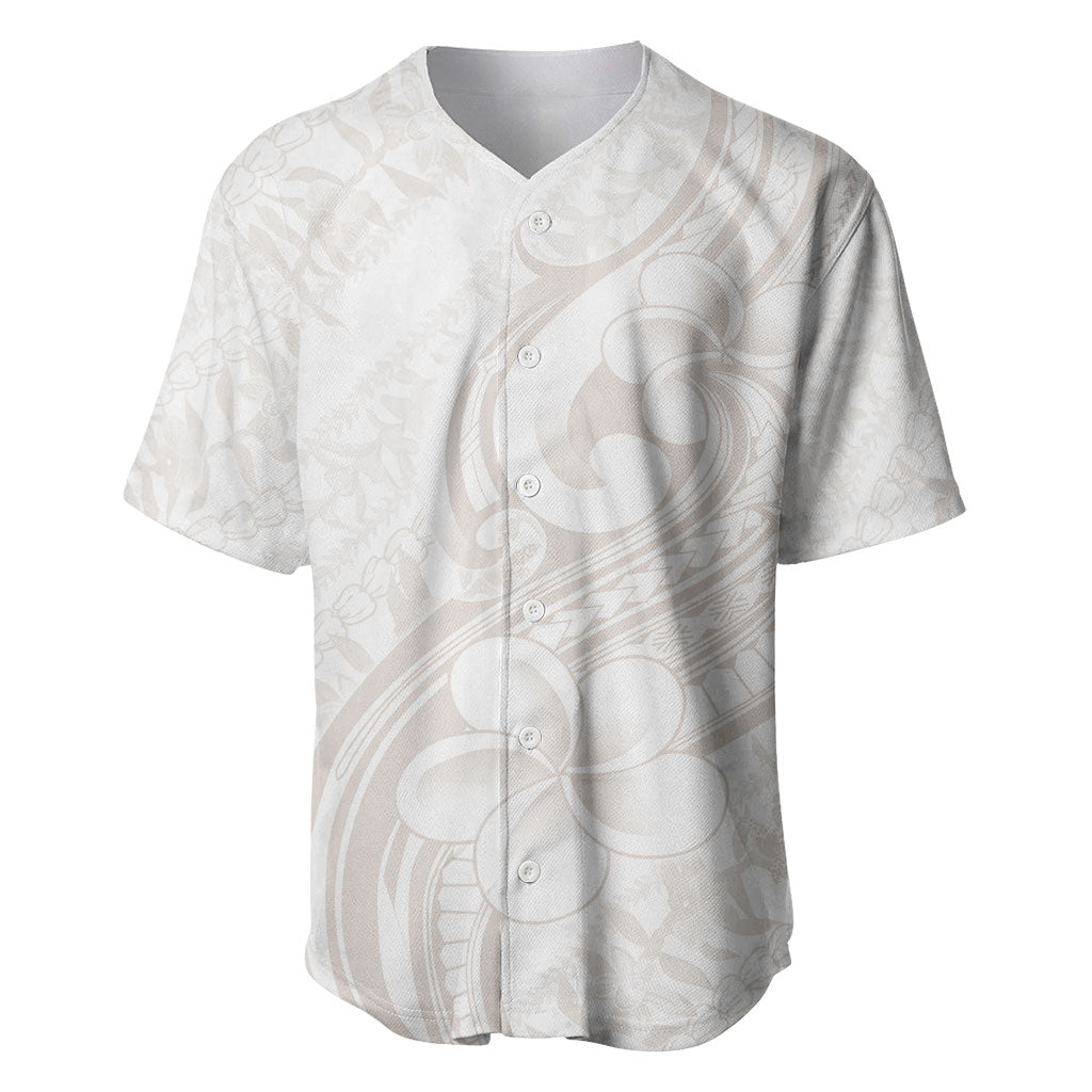 Hawaii Plumeria Lokelani Pikake Lei Baseball Jersey Sandy Beige Polynesian Tattoo LT9 Beige - Polynesian Pride