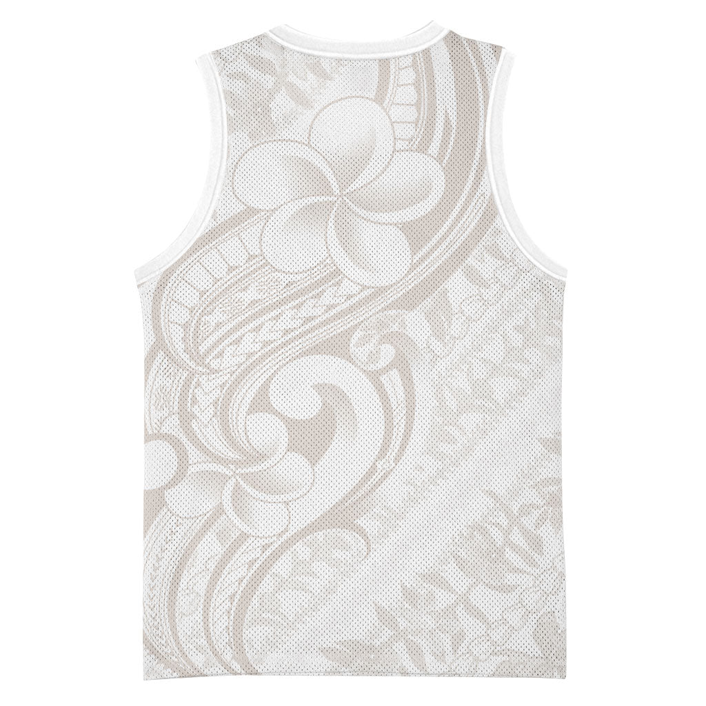Hawaii Plumeria Lokelani Pikake Lei Basketball Jersey Sandy Beige Polynesian Tattoo LT9 - Polynesian Pride