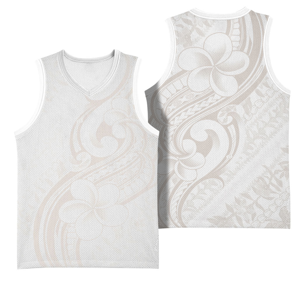Hawaii Plumeria Lokelani Pikake Lei Basketball Jersey Sandy Beige Polynesian Tattoo LT9 - Polynesian Pride