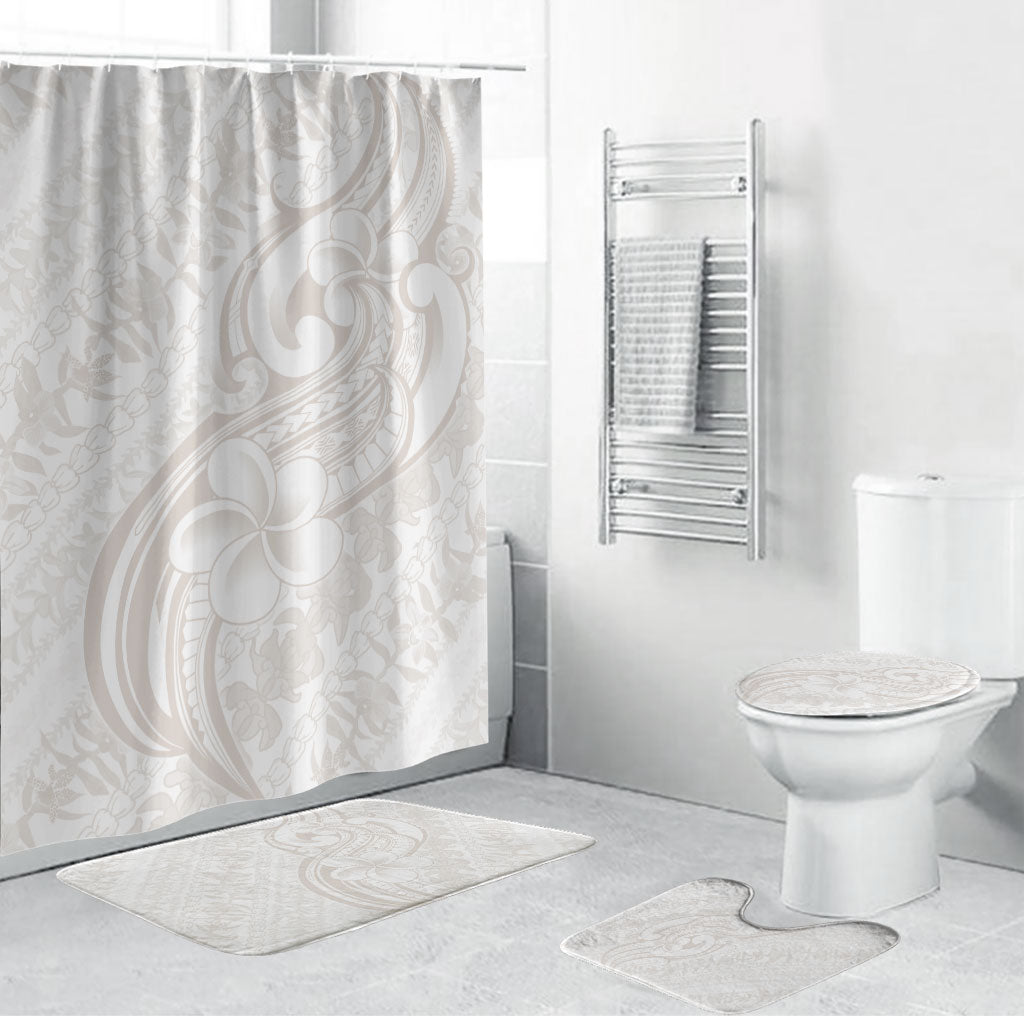 Hawaii Plumeria Lokelani Pikake Lei Bathroom Set Sandy Beige Polynesian Tattoo LT9 Bathroom Set (4 pcs) Beige - Polynesian Pride