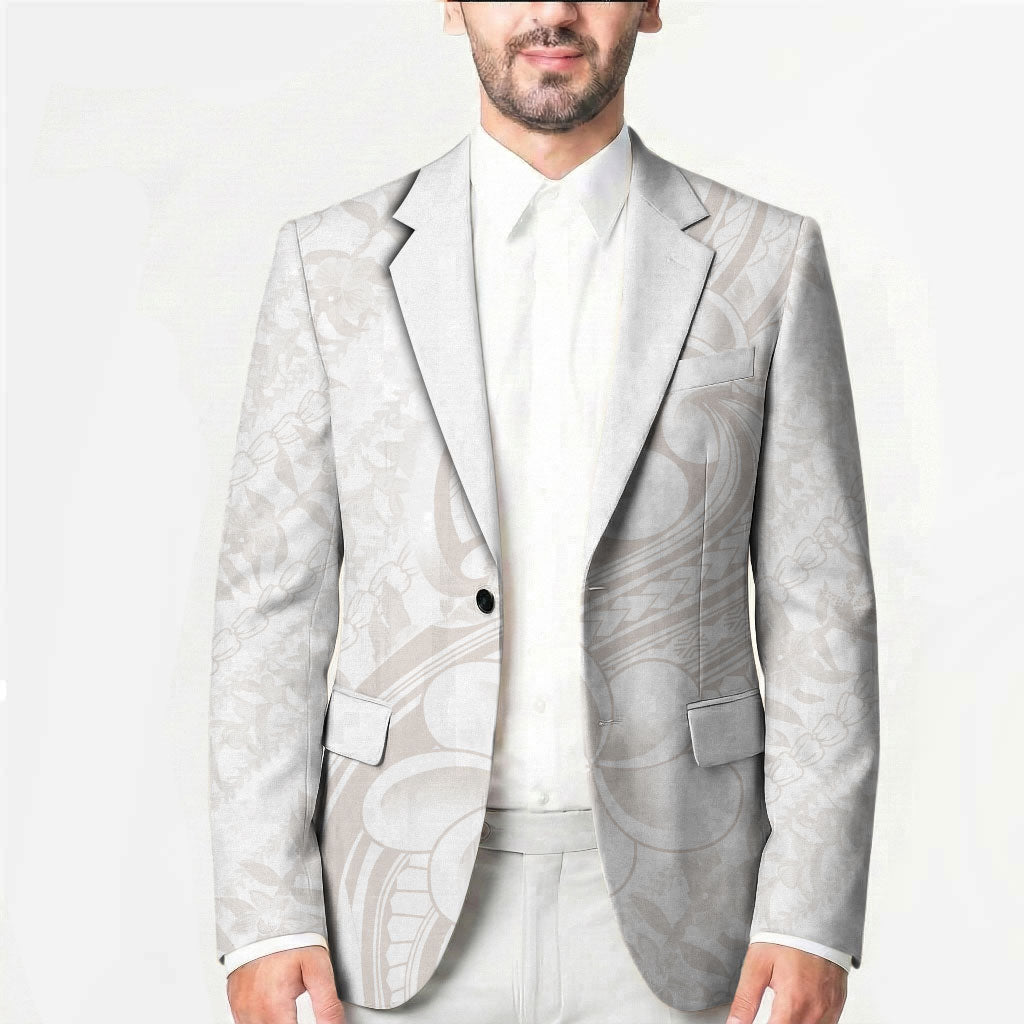 Hawaii Plumeria Lokelani Pikake Lei Blazer Sandy Beige Polynesian Tattoo LT9 - Polynesian Pride