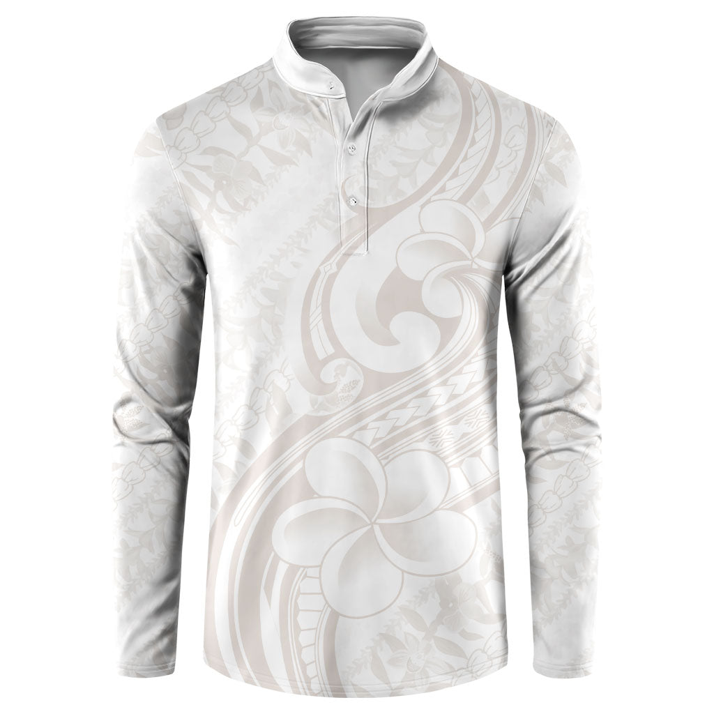 Hawaii Plumeria Lokelani Pikake Lei Button Sweatshirt Sandy Beige Polynesian Tattoo LT9 Beige - Polynesian Pride
