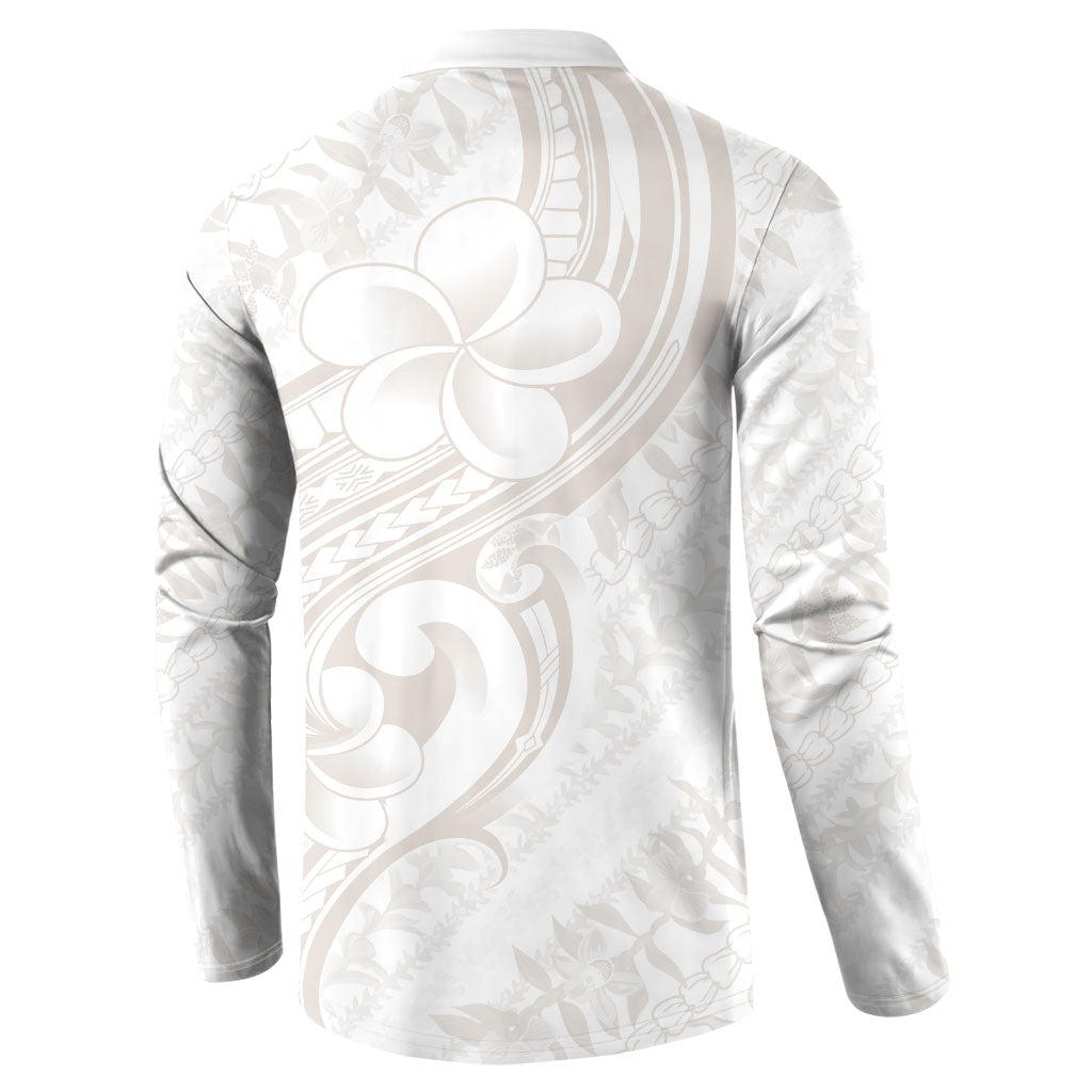 Hawaii Plumeria Lokelani Pikake Lei Button Sweatshirt Sandy Beige Polynesian Tattoo LT9 - Polynesian Pride