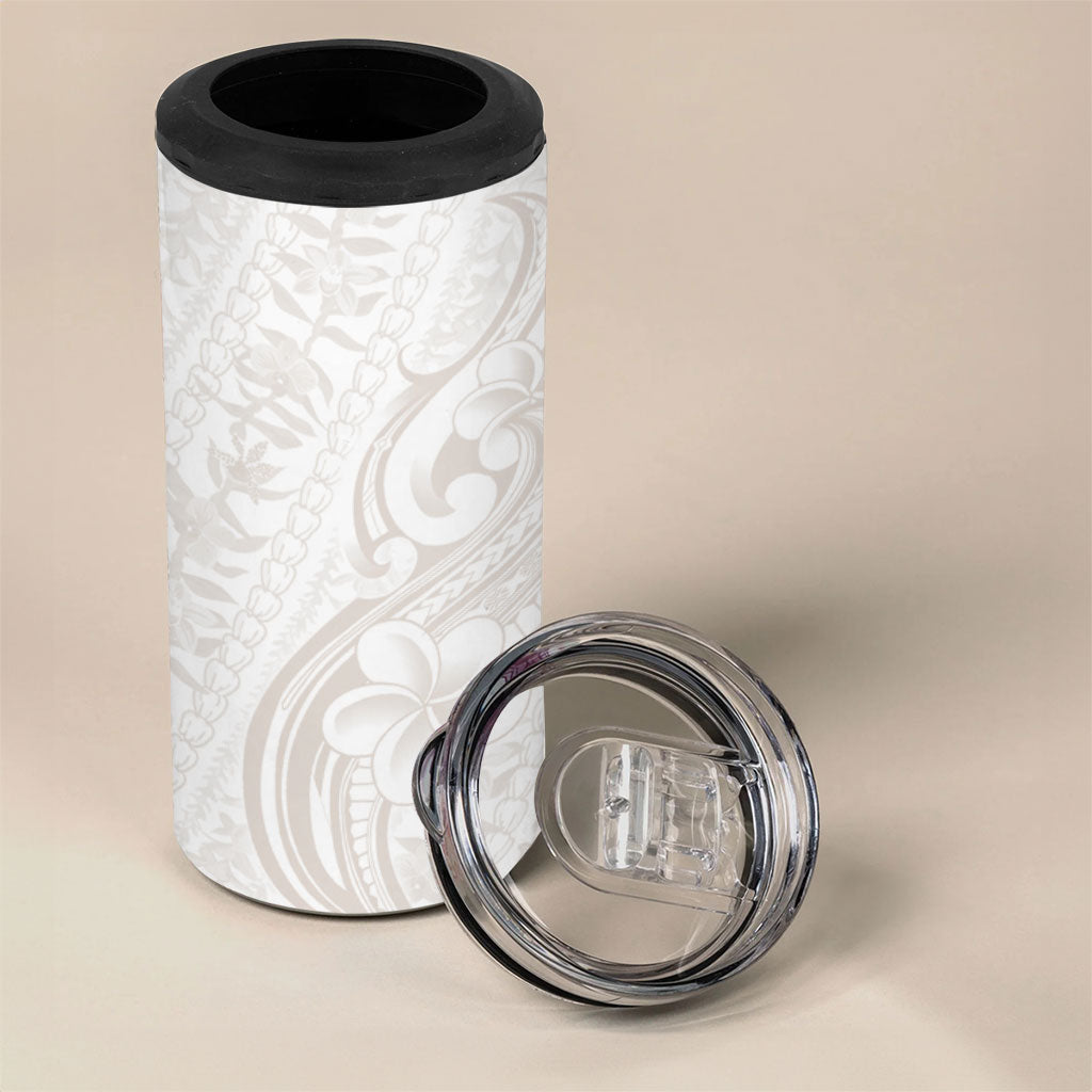 Hawaii Plumeria Lokelani Pikake Lei 4 in 1 Can Cooler Tumbler Sandy Beige Polynesian Tattoo