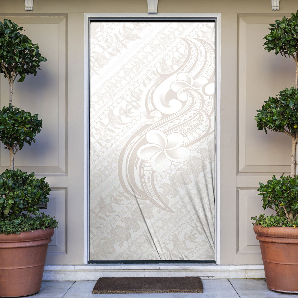 Hawaii Plumeria Lokelani Pikake Lei Door Cover Sandy Beige Polynesian Tattoo LT9 Beige - Polynesian Pride