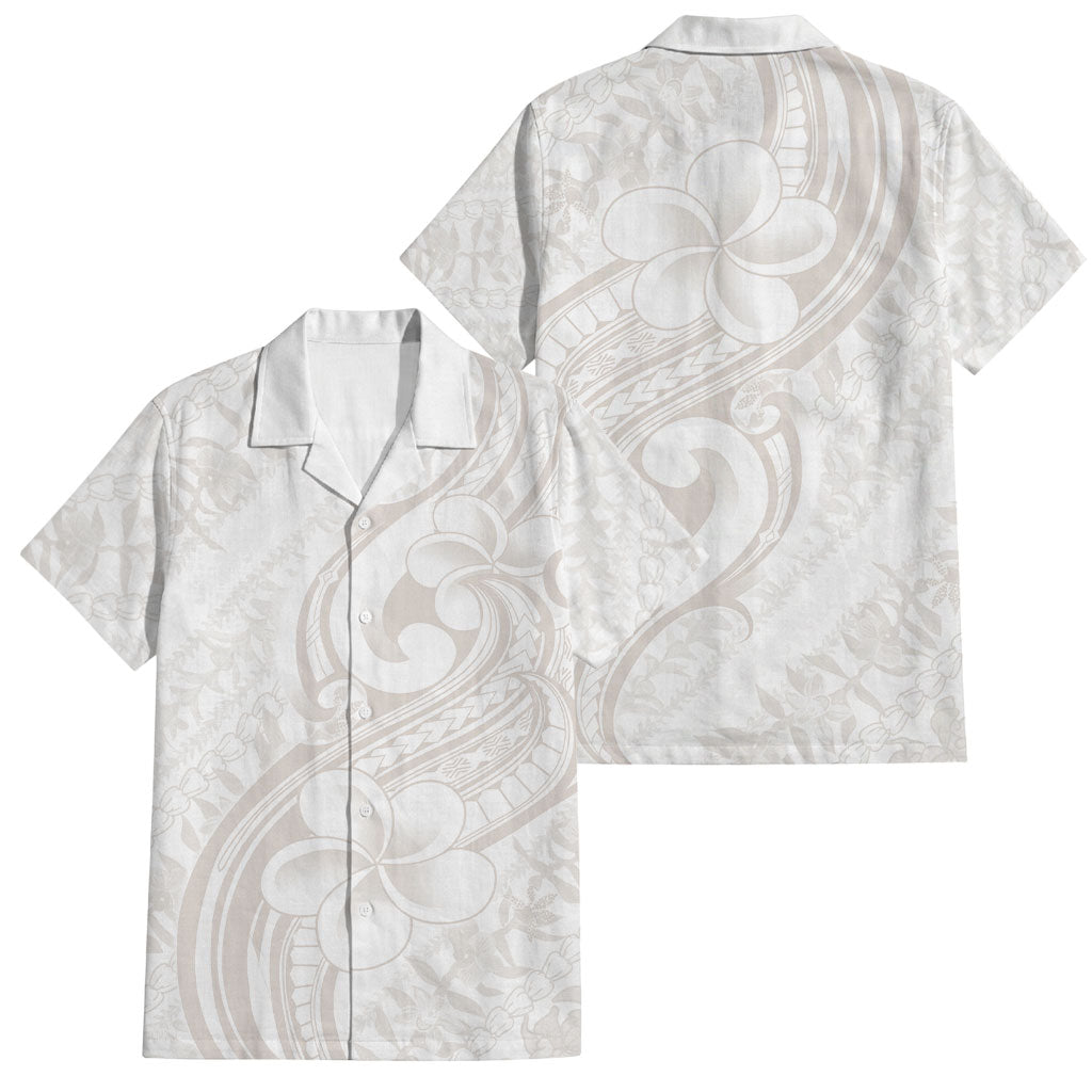 Hawaii Plumeria Lokelani Pikake Lei Family Matching Off Shoulder Short Dress and Hawaiian Shirt Sandy Beige Polynesian Tattoo LT9 Dad's Shirt - Short Sleeve Beige - Polynesian Pride
