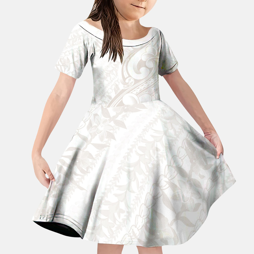 Hawaii Plumeria Lokelani Pikake Lei Family Matching Summer Maxi Dress and Hawaiian Shirt Sandy Beige Polynesian Tattoo