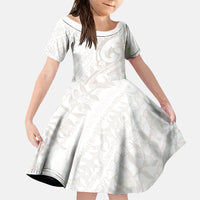 Hawaii Plumeria Lokelani Pikake Lei Family Matching Summer Maxi Dress and Hawaiian Shirt Sandy Beige Polynesian Tattoo