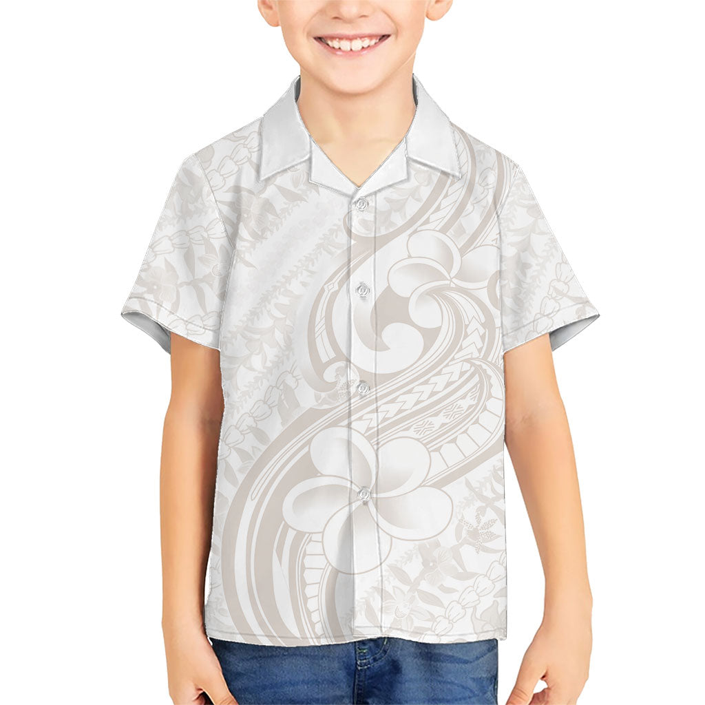 Hawaii Plumeria Lokelani Pikake Lei Family Matching Summer Maxi Dress and Hawaiian Shirt Sandy Beige Polynesian Tattoo