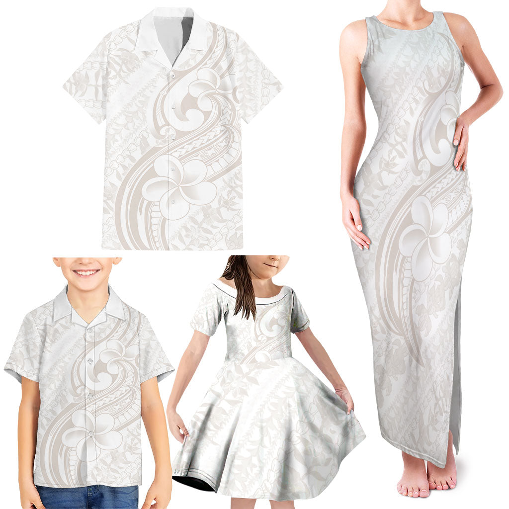 Hawaii Plumeria Lokelani Pikake Lei Family Matching Tank Maxi Dress and Hawaiian Shirt Sandy Beige Polynesian Tattoo LT9 - Polynesian Pride