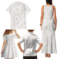 Hawaii Plumeria Lokelani Pikake Lei Family Matching Tank Maxi Dress and Hawaiian Shirt Sandy Beige Polynesian Tattoo