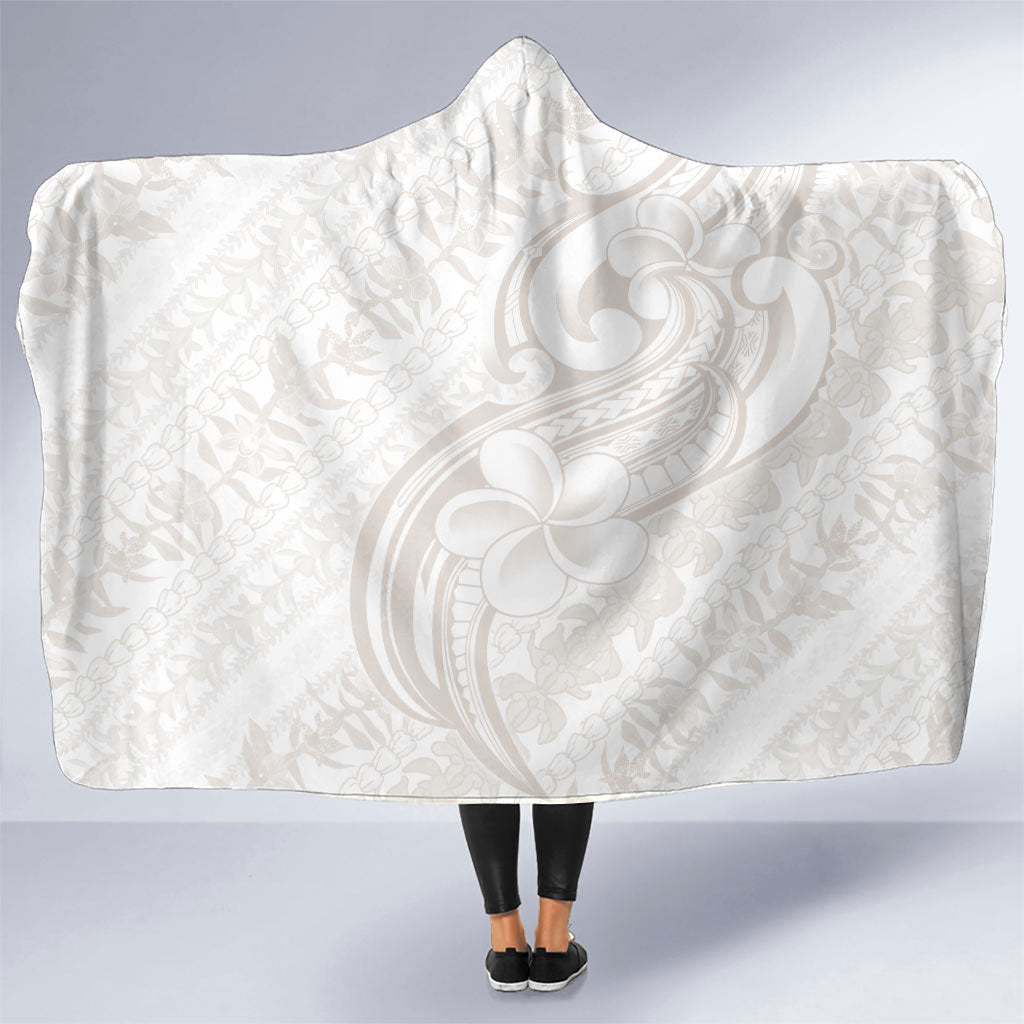 Hawaii Plumeria Lokelani Pikake Lei Hooded Blanket Sandy Beige Polynesian Tattoo LT9 One Size Beige - Polynesian Pride