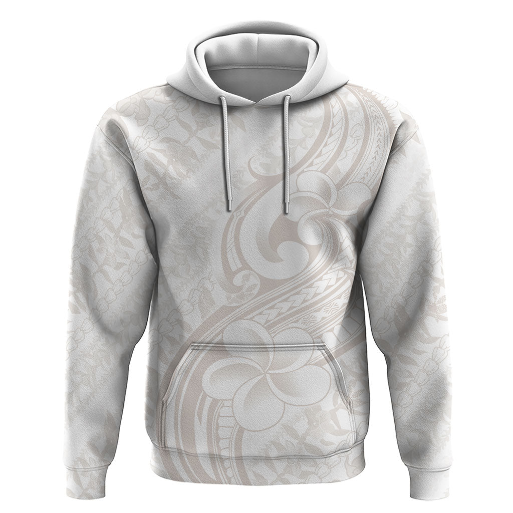 Hawaii Plumeria Lokelani Pikake Lei Hoodie Sandy Beige Polynesian Tattoo LT9 Pullover Hoodie Beige - Polynesian Pride