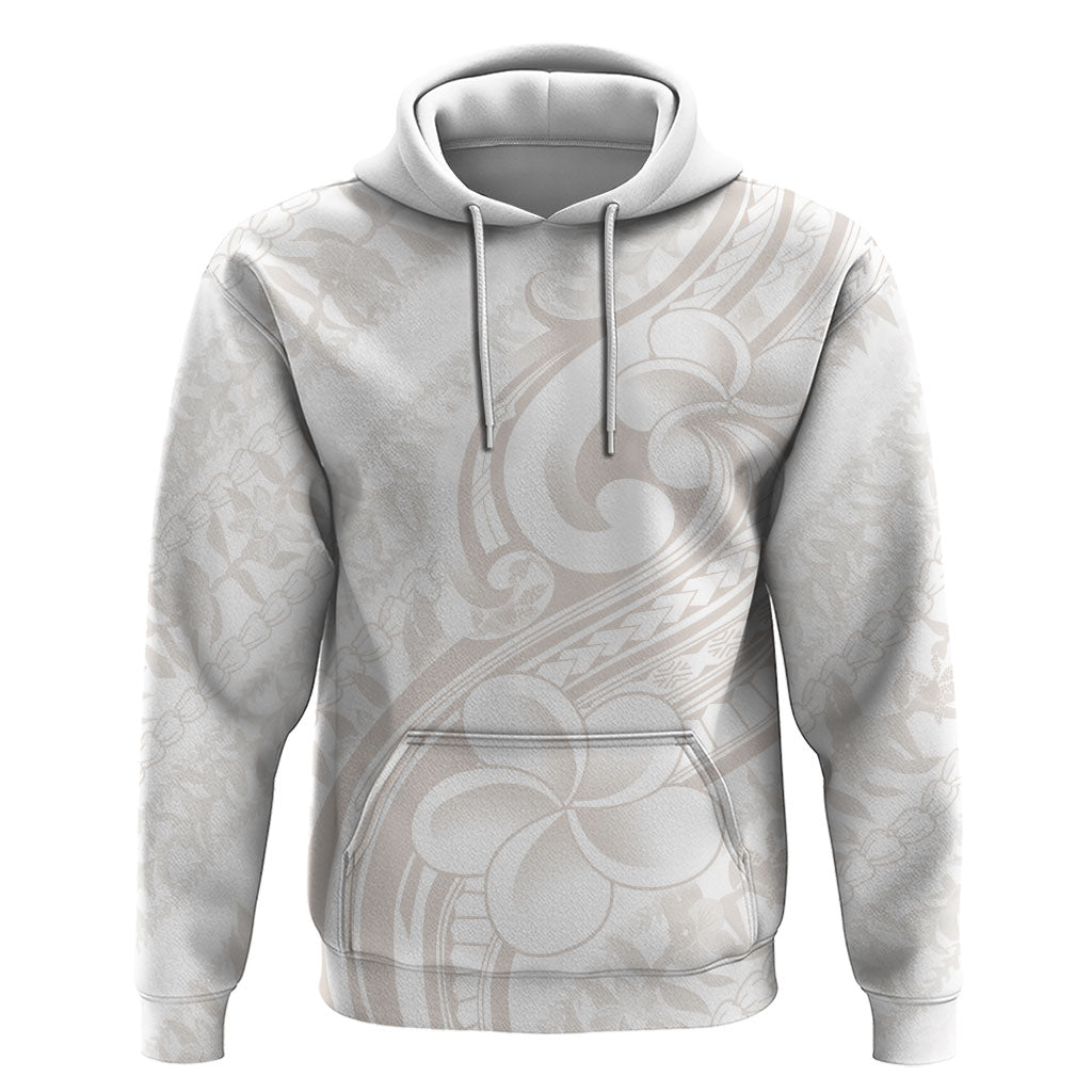 Hawaii Plumeria Lokelani Pikake Lei Hoodie Sandy Beige Polynesian Tattoo