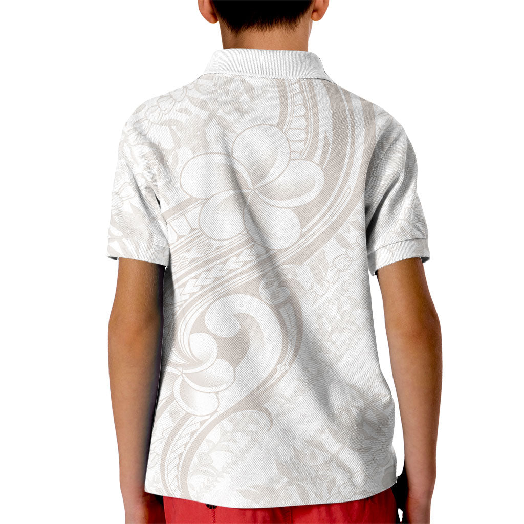 Hawaii Plumeria Lokelani Pikake Lei Kid Polo Shirt Sandy Beige Polynesian Tattoo