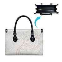 Hawaii Plumeria Lokelani Pikake Lei Leather Bag Sandy Beige Polynesian Tattoo