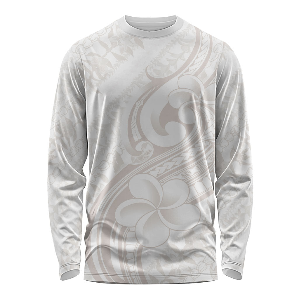 Hawaii Plumeria Lokelani Pikake Lei Long Sleeve Shirt Sandy Beige Polynesian Tattoo LT9 Unisex Beige - Polynesian Pride
