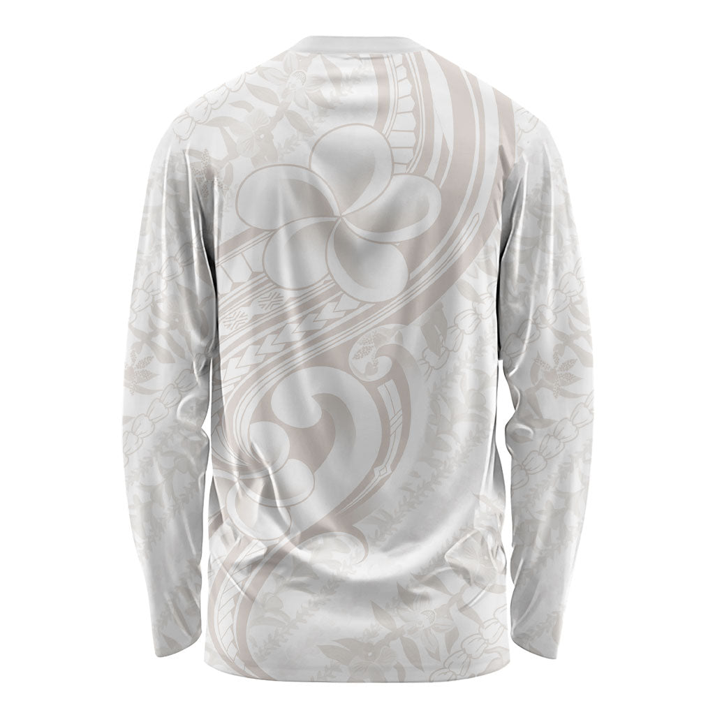 Hawaii Plumeria Lokelani Pikake Lei Long Sleeve Shirt Sandy Beige Polynesian Tattoo LT9 - Polynesian Pride