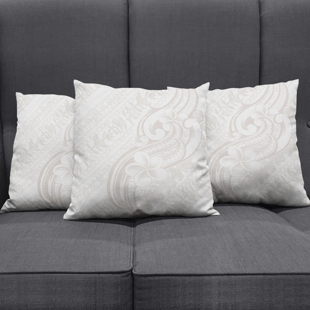 Hawaii Plumeria Lokelani Pikake Lei Pillow Cover Sandy Beige Polynesian Tattoo LT9 - Polynesian Pride